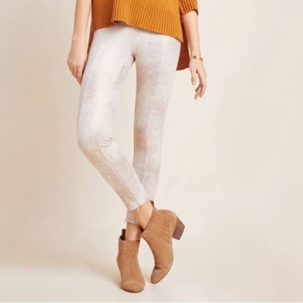 Anthropologie Sueded Rose Gold Metallic Legging Pant - Blush Women’s Size 25